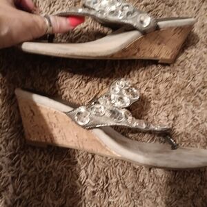 Elegant Crystal Embellished Wedge Sandals